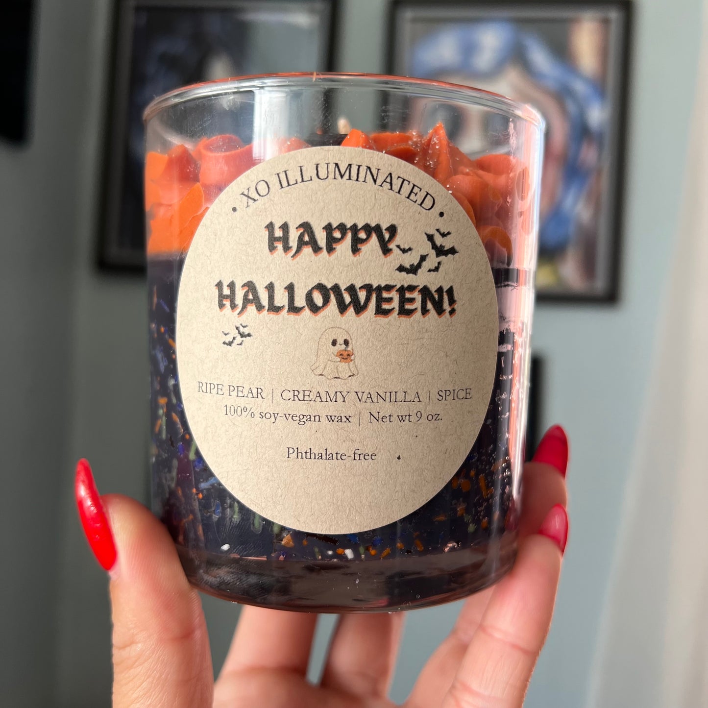 Spooktacular Happy Halloween Candle