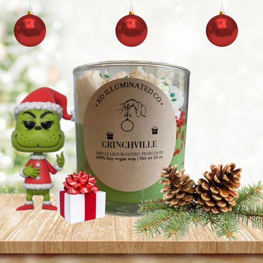 Christmassy Grinchville Candle - XO Illuminated