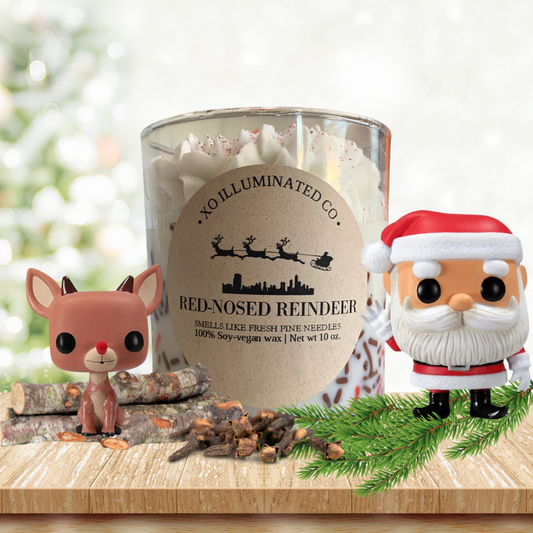 Christmassy Red-Nosed Reindeer Candle - XO Illuminated 